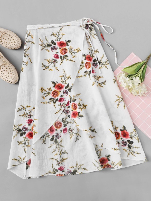 Floral wrap skirt